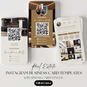 Modèle de toile de carte de visite Instagram pour agent immobilier, Marketing immobilier, Marketing d'agent, Modèles esthétiques de luxe moderne, Code QR