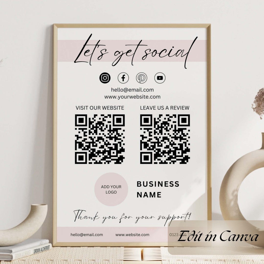 Lets Get Social Canva Template Sign, Social Media Sign, Small Business ...