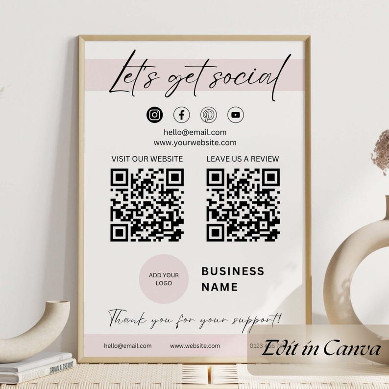 Lets Get Social Canva Template Sign, Social Media Sign, Small Business ...