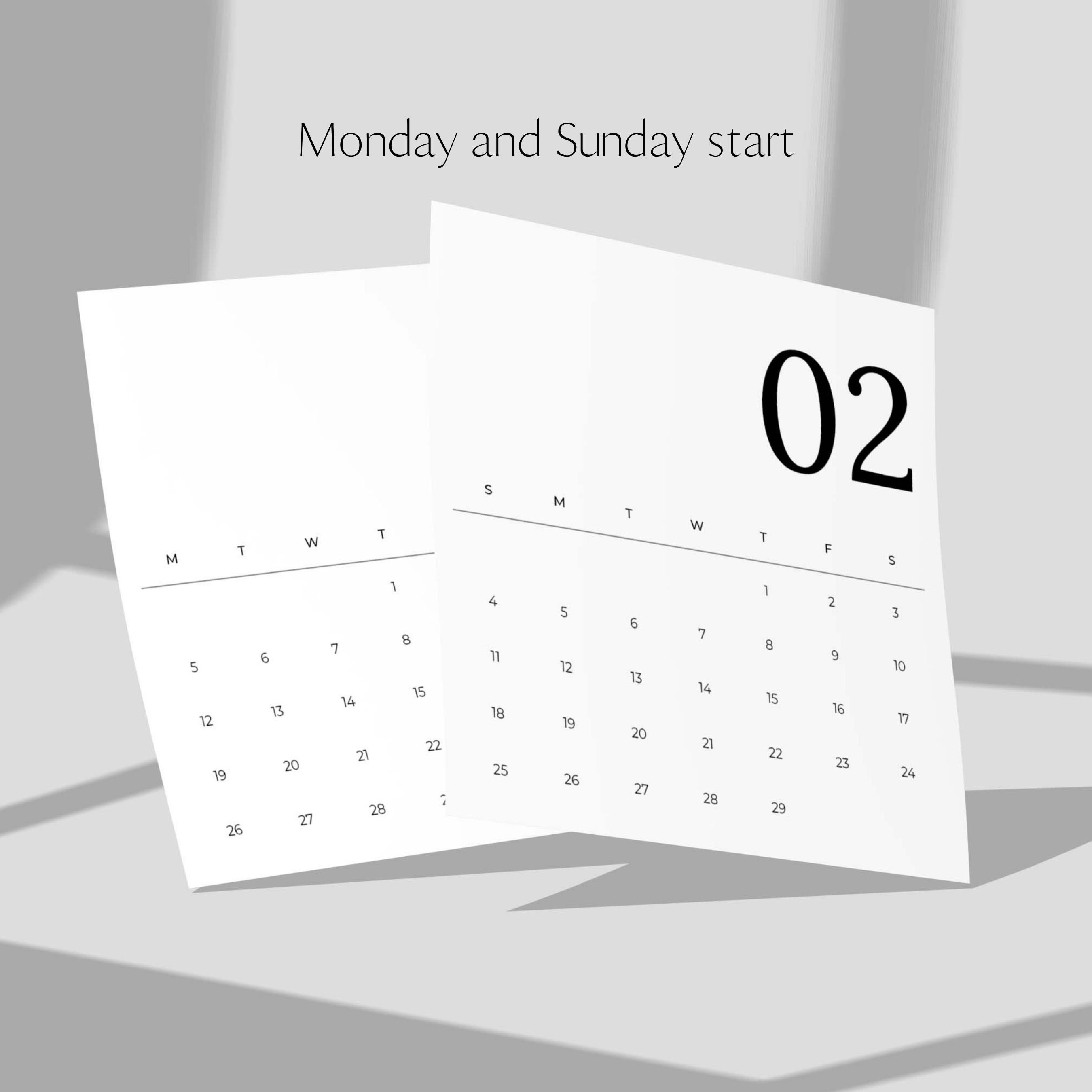Mini Calendar 2024 Calendar Cards Printable Calendar PDF Etsy