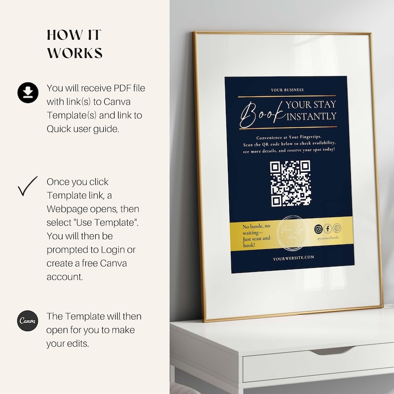 Scan to Book Sign Canva Template, QR Code Booking Sign, Editable ...