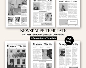 Newspaper Template, Canva Newspaper Printable, Editable Vintage Newspaper, Large Newspaper Program, Birthday Newspaper, PLR MRR Template