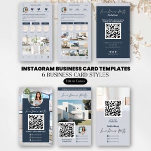 Modèle de toile de carte de visite Instagram, profil immobilier chic, carte de marque d'agent modifiable, design immobilier moderne créatif, code QR