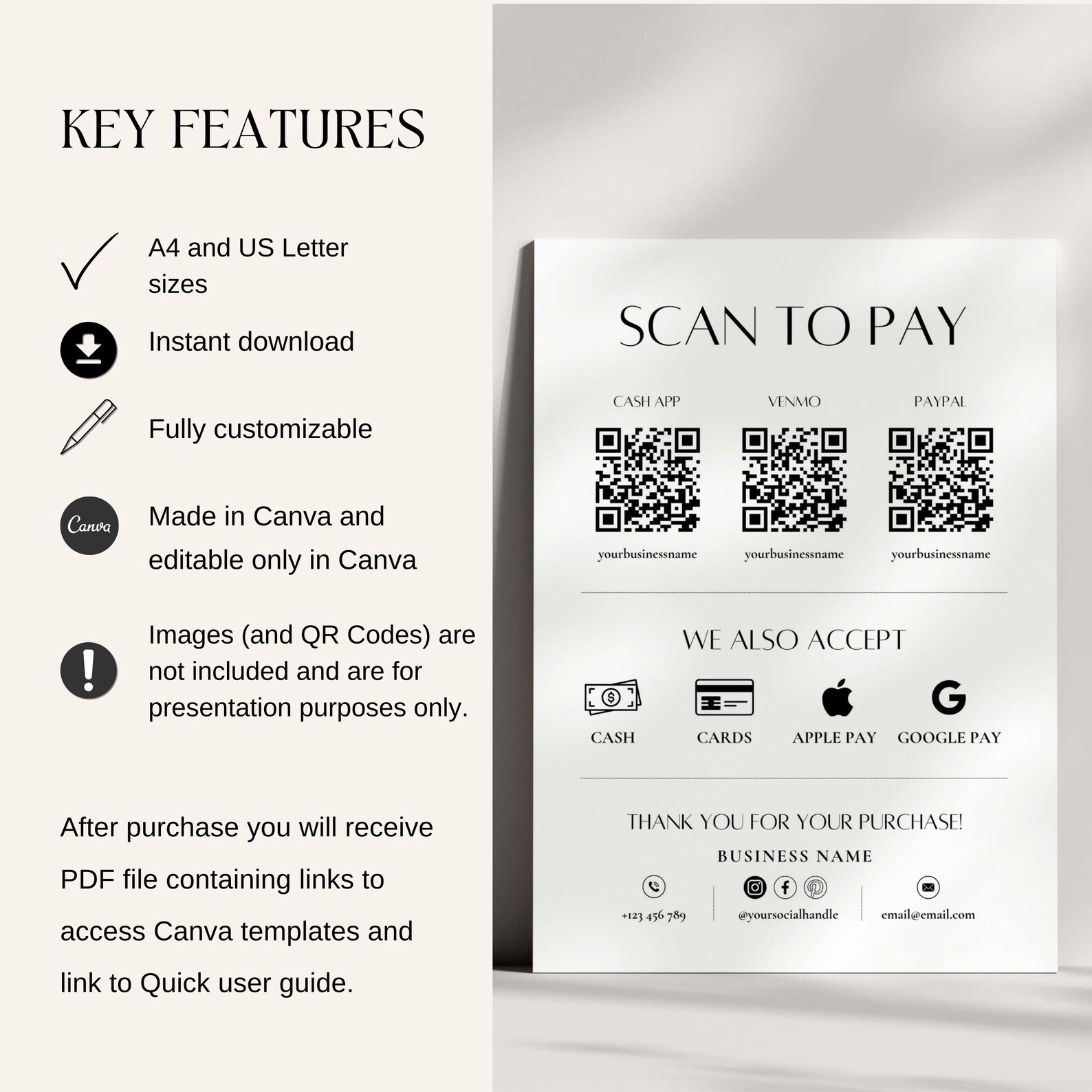 Editable Scan to Pay Sign QR Code Sign Template Canva, Printable ...