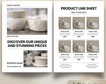 Line Sheet Canva Template, Editable Product Catalog, Wholesale Price List, Sales Sheet, Customizable Template, Product Sales Sheet