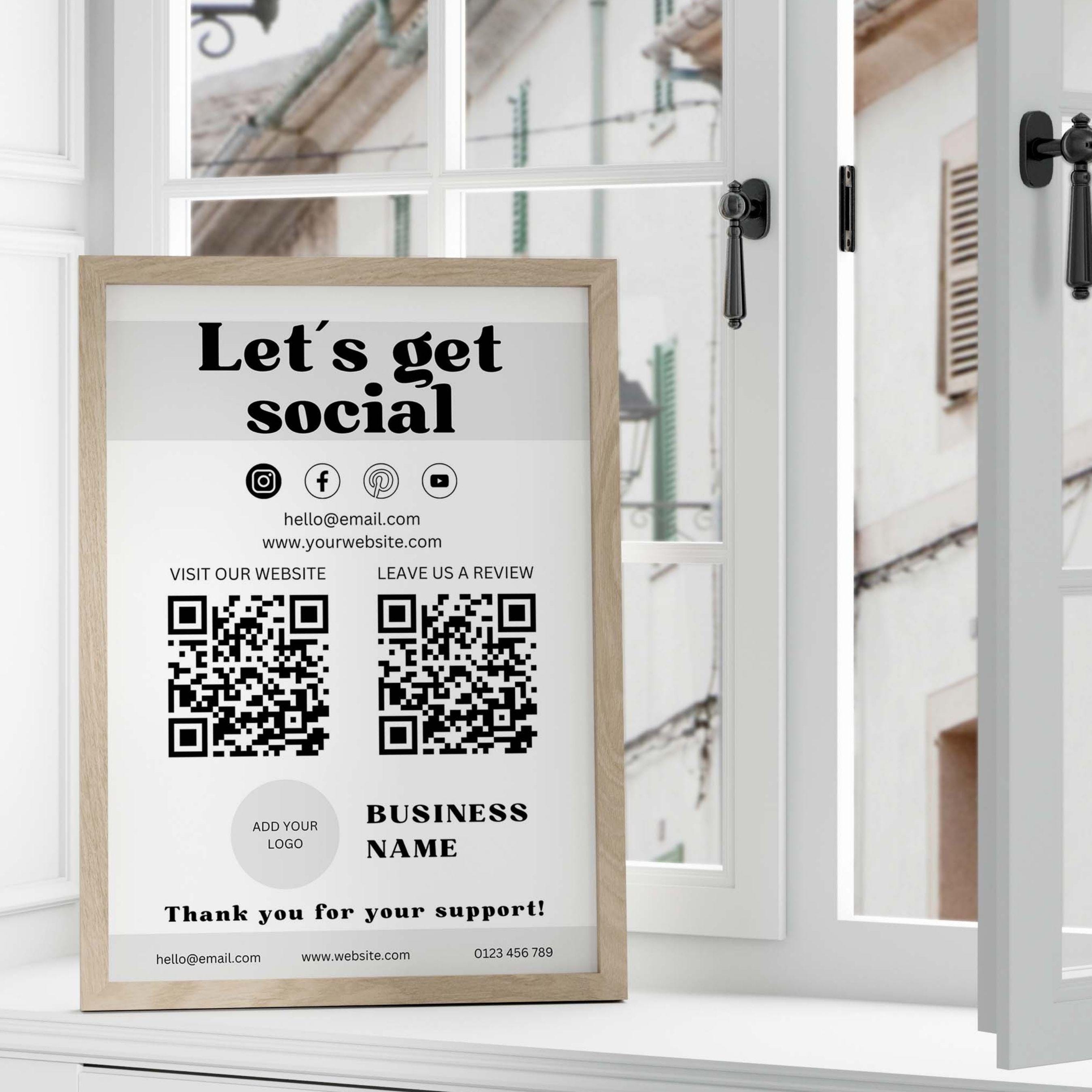 Lets Get Social Canva Template Sign, Social Media Sign, Leave Us a ...