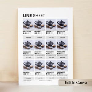 One Page Line Sheet Canva Template, Editable Wholesale Price List Product Sales Sheet, Customizable Catalog, Digital Download Small Business