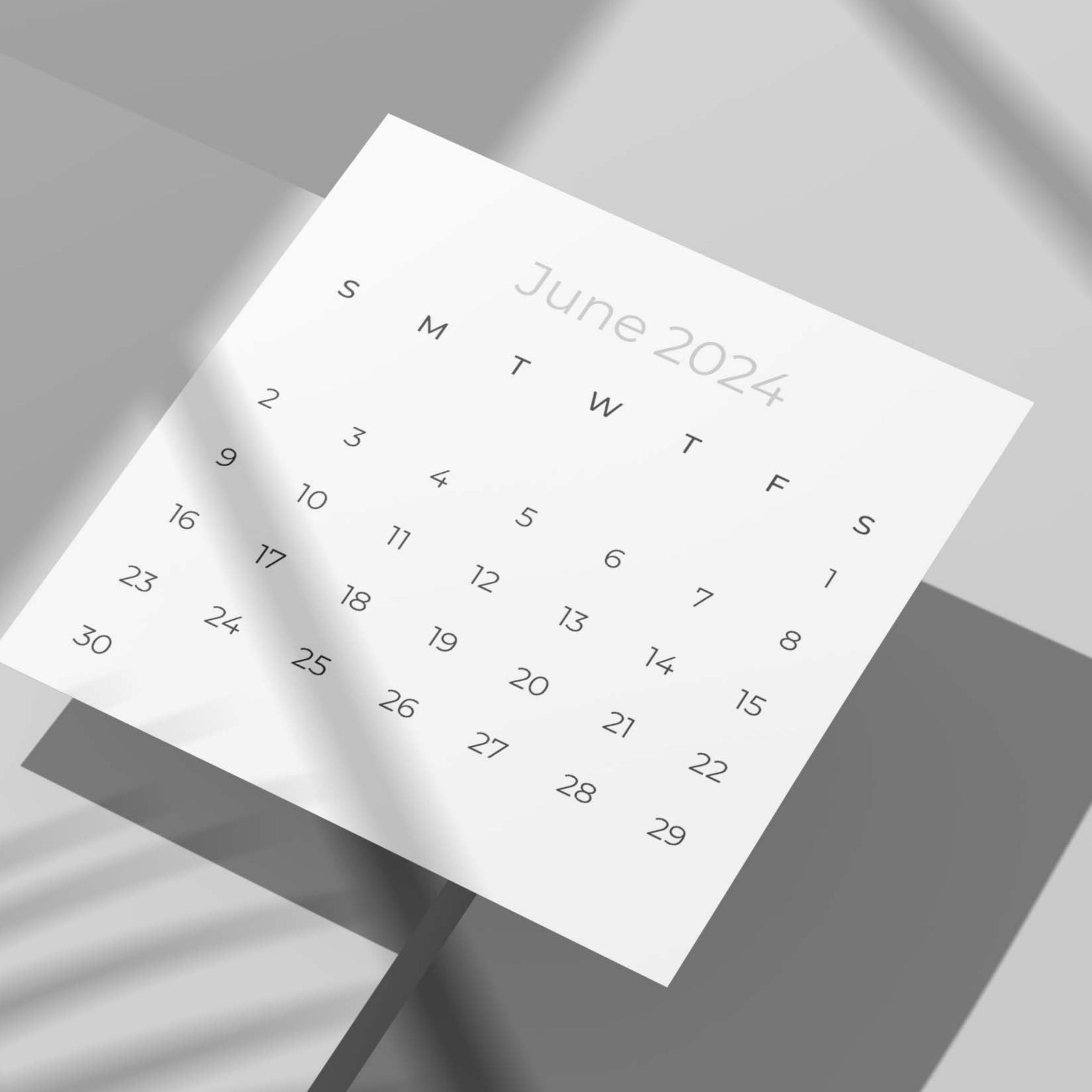 2024 Planner, Mini Calendar Printable, Calendar Cards 2024, Scrapbook