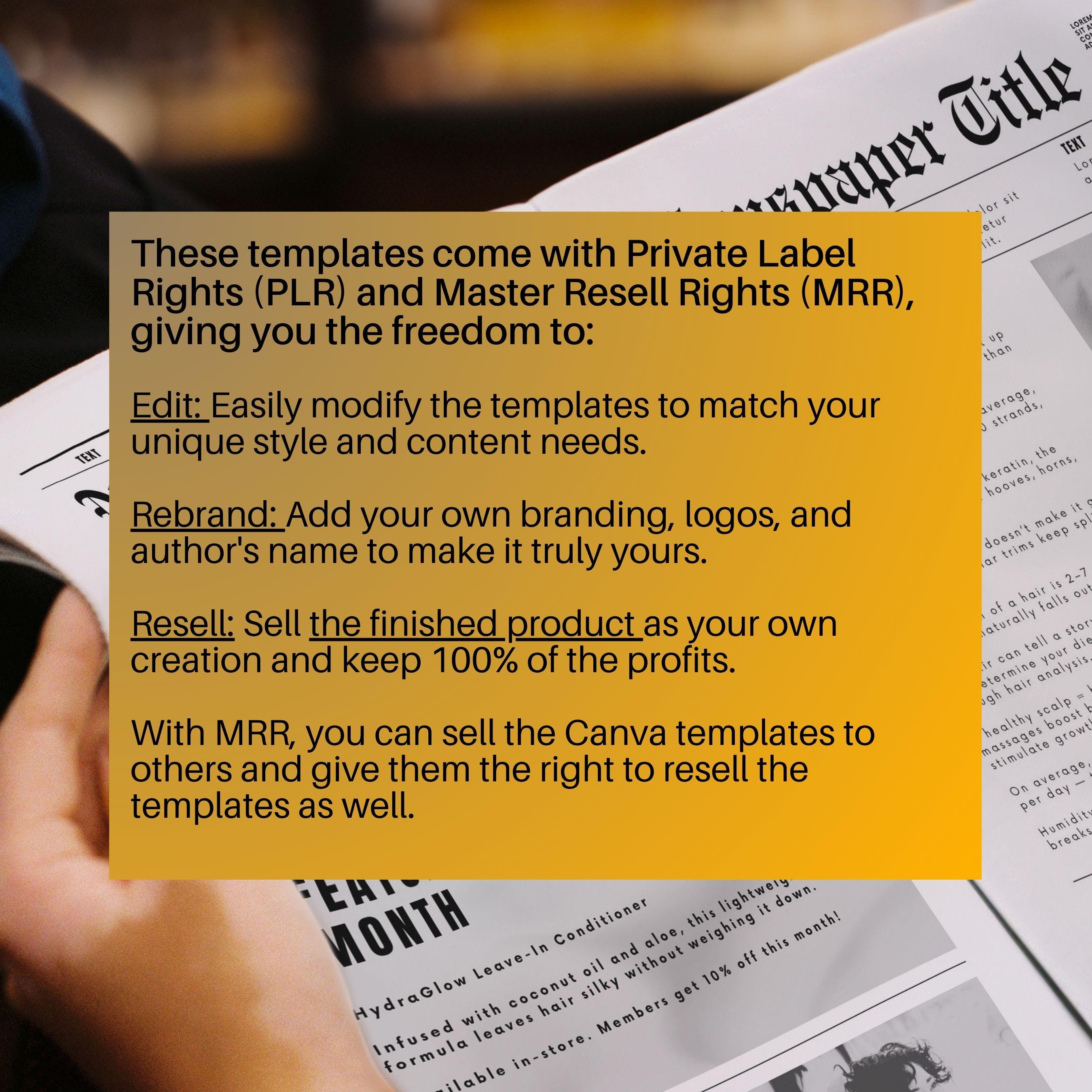 Hair Stylist Newspaper Canva Template With PLR, Hair Salon Newsletter ...