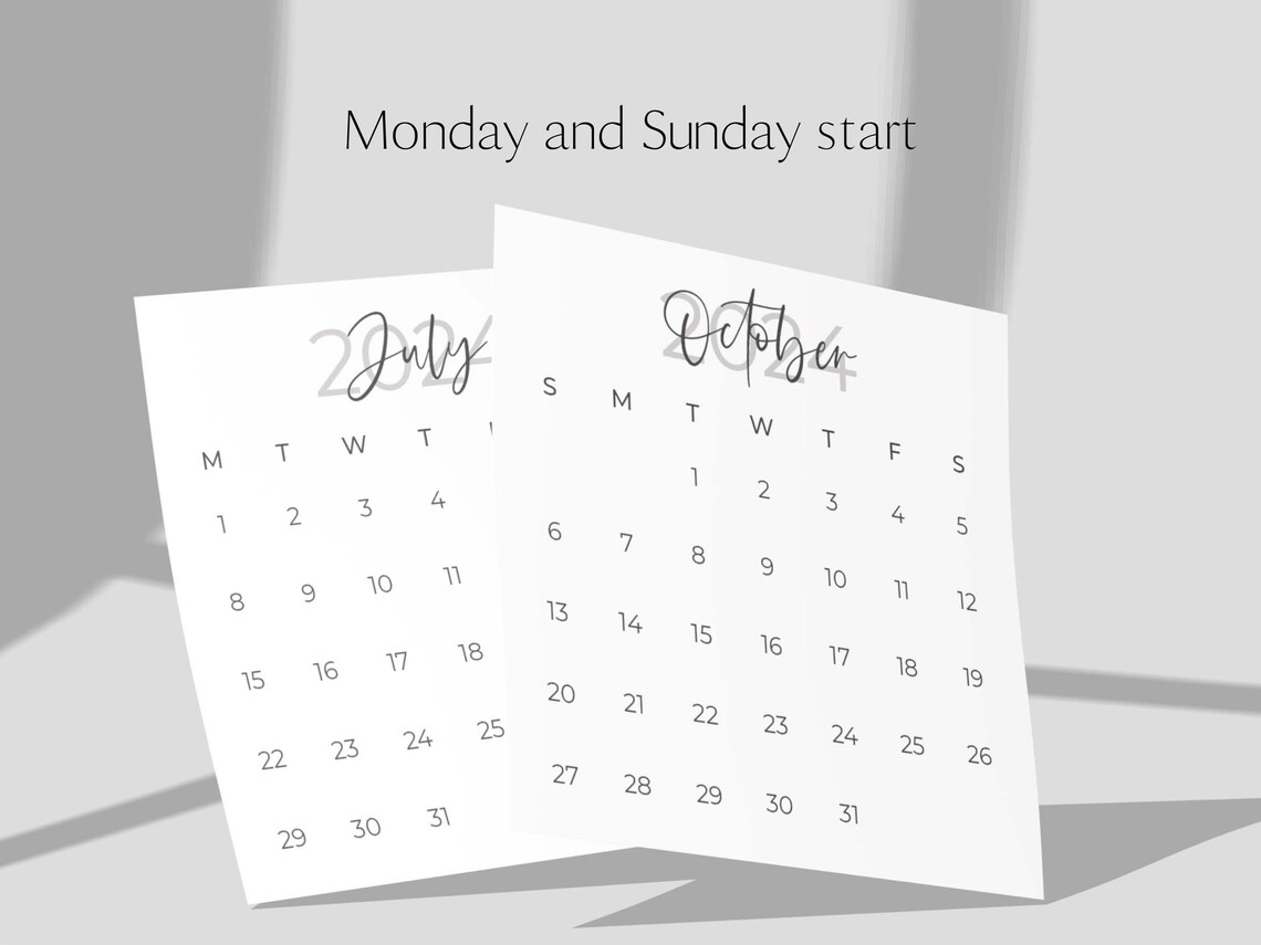 Mini Calendar 2024, Calendar Cards, Printable Calendar PDF, Instant