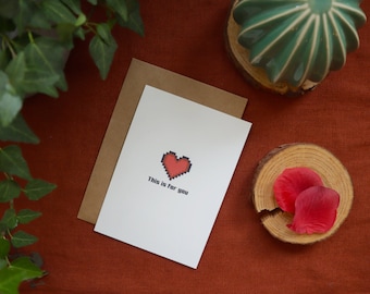 Wenskaart | Gelegenheidskaart | Valentine | Valentijnskaart | Liefde | Speciaal voor jou | Hart | Romantische kaart | Handgemaakt | Pixelig