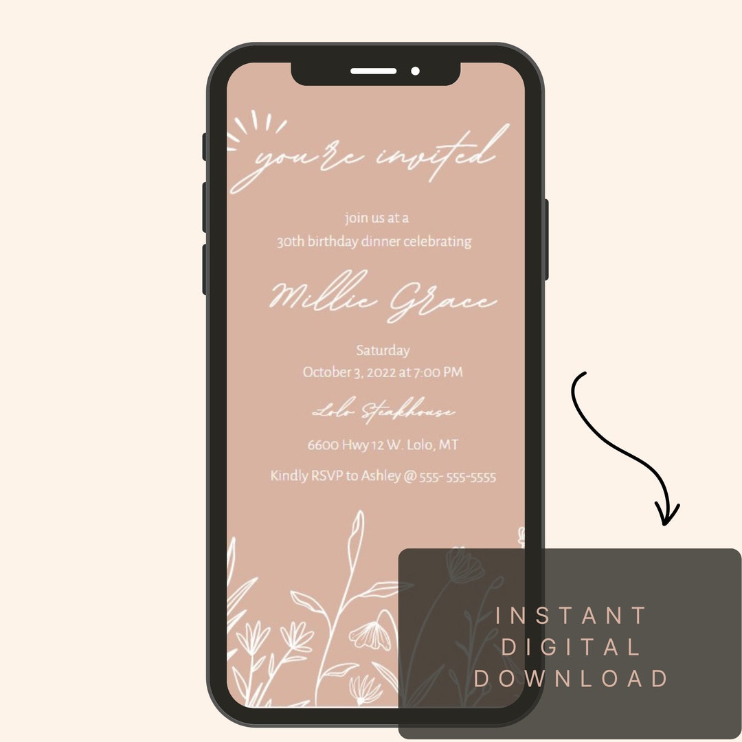 Utcom Invite 30th Birthday Party Invitation, Phone Invitation, Canva PRO Template ...