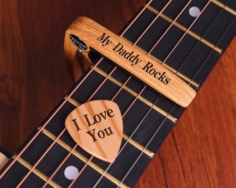 Custom Guitar Capo, Personalized Guitar Capo, Wood Personalized Guitar Picks, Valentines Gift, Birthday Gift, Christmas Gift for Guitarists