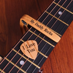 Custom Guitar Capo, Personalized Guitar Capo, Wood Personalized Guitar Picks, Valentines Gift, Birthday Gift, Christmas Gift for Guitarists