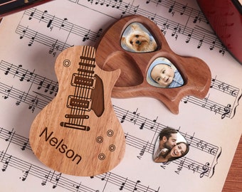 Custom Guitar Pick, Wooden Guitar Pick Holder, Photo Guitar Pick, Guitar Pick Case, Guitar Player Gifts