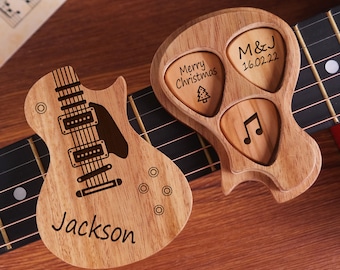 Wooden Custom Guitar Pick Holder, Wooden Guitar Pick Case, Personalized Engraved Guitar Pick Box, Guitar Player Gifts, Guitar Plectrum Box