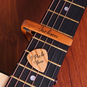 Custom Guitar Capo, Personalized Guitar Capo, Wood Personalized Guitar Picks, Valentines Gift, Birthday Gift, Christmas Gift for Guitarists