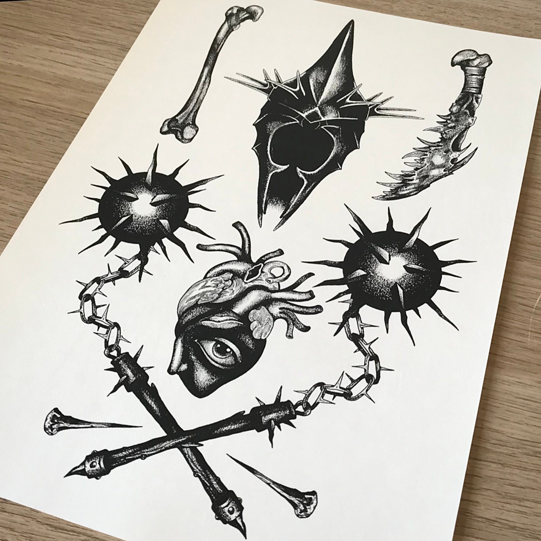 Vintage Tattoo Flash - Dark Art Print - Etsy UK