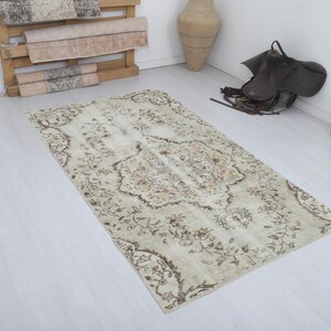 Oushak Rug, Natural Rug, 4x7 Turkish Rug, Vintage Rug, Bohemian Rug, Anatolian Rug, Antique Rug, Home Decor Rug,Wool Rug,Handmade Rug,27040