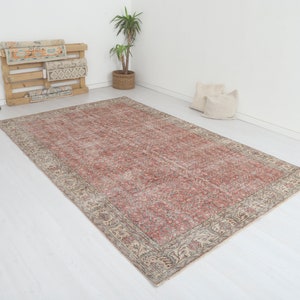 7x11 Wool Rug, Turkish Oversize Rug, Vintage Oversize Rug,7x11 Turkish Rug,Vintage Rug,Oushak Rug,Anatolian Rug,Faded Rug,Handmade Rug,8837