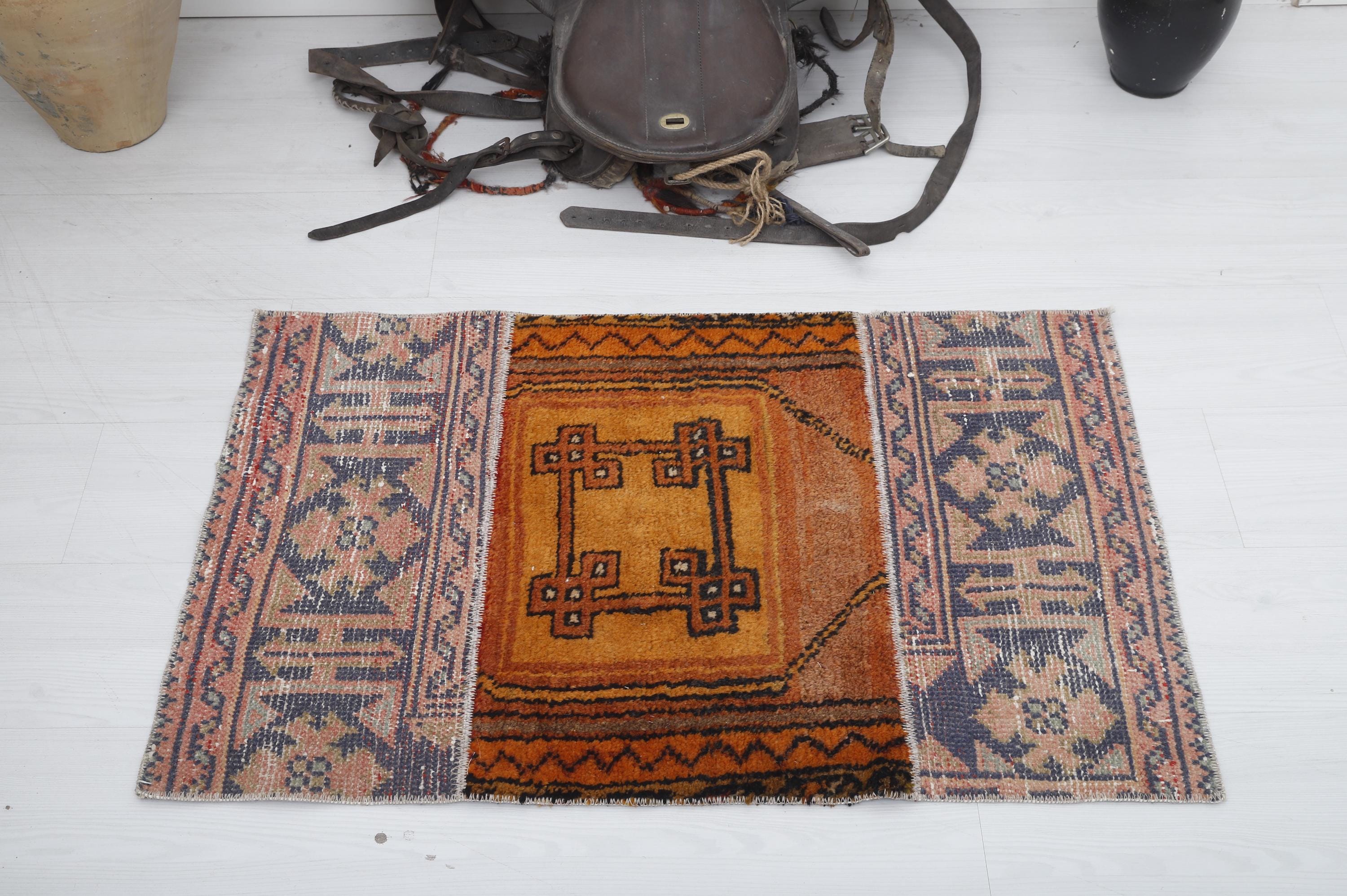 Vintage Turkish Wool Door Mat Rug - 3.3 X 2.1 Ft - Etsy