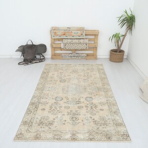 Vintage Turkish Oushak Rug 5x9: Handmade Wool Cotton Anatolian Rug