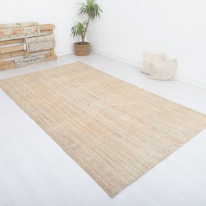 6x11 Vintage Turkish Oushak Rug: Soft Wool Oversize Rug