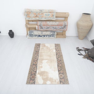 2x5 Vintage Turkish Oushak Rug: Wool Anatolian Area Rug
