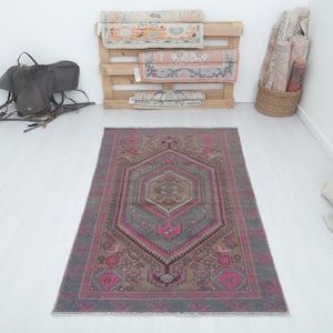 Alfombra vintage turca, alfombra suave 4x6, alfombra de sala de estar, alfombra antigua, alfombra turca 4x6, alfombra vintage, alfombra de Anatolia, alfombra natural, alfombra descolorida, alfombra boho, 14939