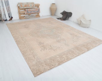 Übergroßer Teppich, Oushak Teppich, Türkischer Teppich, Handgefertigter Teppich, Anatolischer Teppich, Vintage Teppich, Wollteppich,Neutraler Teppich,15571