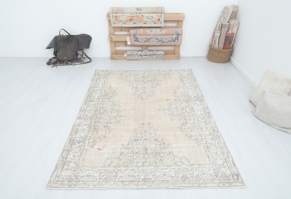 5x8 Vintage Turkish Wool Rug: Oushak Pastel Anatolian Carpet - Etsy UK