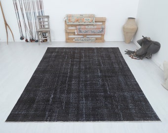 Anatolian Black Rug, 7x10 Rug, Turkish Oversize Rug, Vintage Oversize Rug, Oushak Oversize Rug,Vintage Rug,Turkish Rug,Soft Oushak Rug,15582