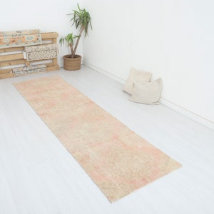3x11 Runner Rug, Vintage Rug,Turkish Rug,3x11 Oushak Rug,Natural Runner,Turkish Runner,Vintage Runner,Oushak Runner,Hallway Runner Rug,9143