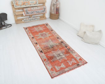 Vintage Oushak Runner Rug: Handmade Wool & Cotton, 3x8