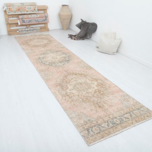 Rug Runner, 3x14 Turkish Runner, 3x14 Oushak Runner, Vintage Runner, Runner Rug, Turkey Runner Rug, Natural Runner Rug, Neutral Runner,15328