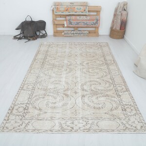 6x9 Vintage Oushak Rug: Wool Anatolian Bohemian Area Rug