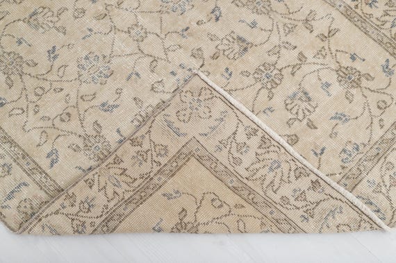 手織りウールアナトリアンラグ 4x7：ヴィンテージトルコウシャク