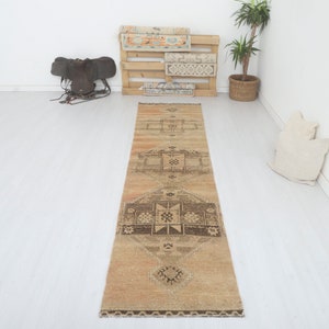 Rug Runner, 2x11 Turkish Runner, 2x11 Oushak Runner, Vintage Runner, Runner Rug, Turkey Runner Rug, Natural Runner Rug, Neutral Runner,6362