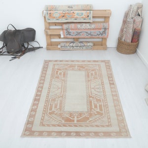 Turkey Oushak Rug, Colorful Rug, 4x6 Rug,Kids Rug,Muted Rug,Pastel Rug,Soft Vintage Rug,Turkish Rug,Vintage Rug,Oushak Rug,Natural Rug,14937