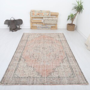 5x9 Vintage Oushak Rug: Handmade Turkish Wool Anatolian Carpet