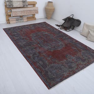 6x9 Vintage Turkish Rug: Muted Pastel Colors, Handmade Wool/Cotton