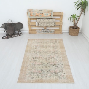 Turkey Oushak Rug, Colorful Rug, 4x6 Rug,Kids Rug,Muted Rug,Pastel Rug,Soft Vintage Rug,Turkish Rug,Vintage Rug,Oushak Rug,Natural Rug,9517