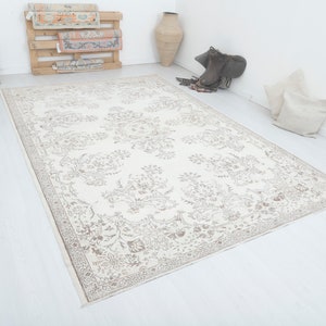 7x11 Handmade Turkish Oushak Rug: Vintage Wool Anatolian Carpet