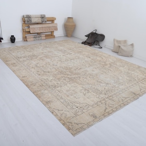 Vintage Turkish Oushak Rug 10x13: Handmade Wool & Cotton Anatolian Rug