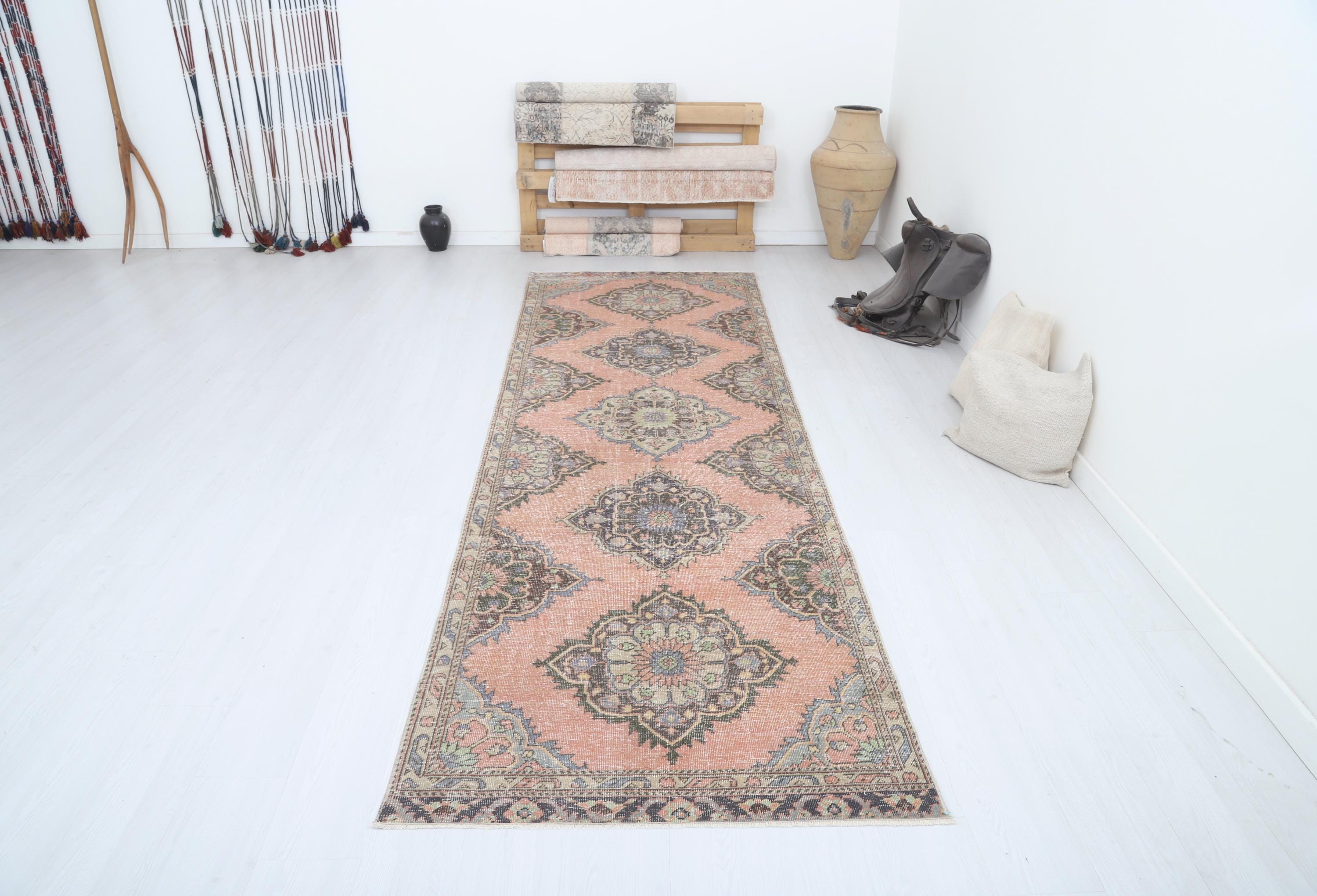 Vintage Turkish Oushak Runner Rug, 4x12, Neutral Cotton Wool - Etsy