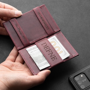 Personalized Magic Slim Wallet, Magic Unique Card Holder, Handmade Leather SLim Card Holder Vallet, Gift For Her, Custom Graduation Gift