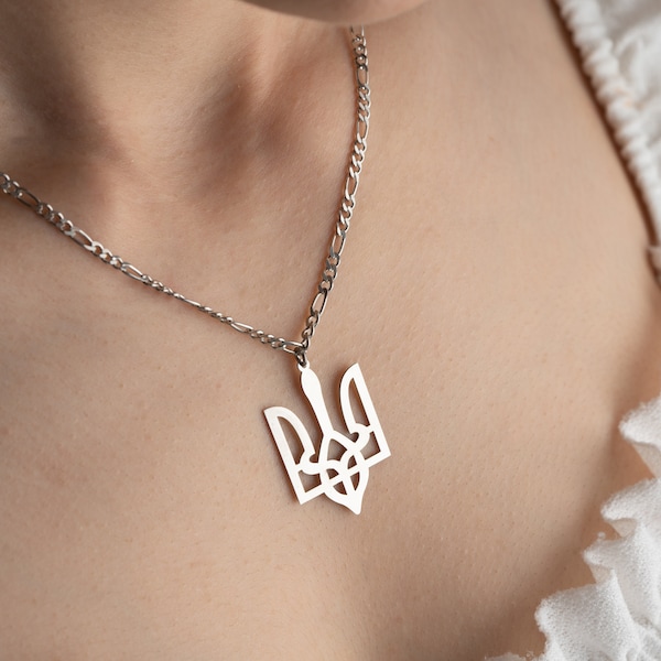 Ukrainian Tryzub Necklace, Trident Tryzub Pendant, Ukraine Symbol Trident Necklace, Ukrainian Jewelry, Ukrainian Gift, Personalized Jewelry