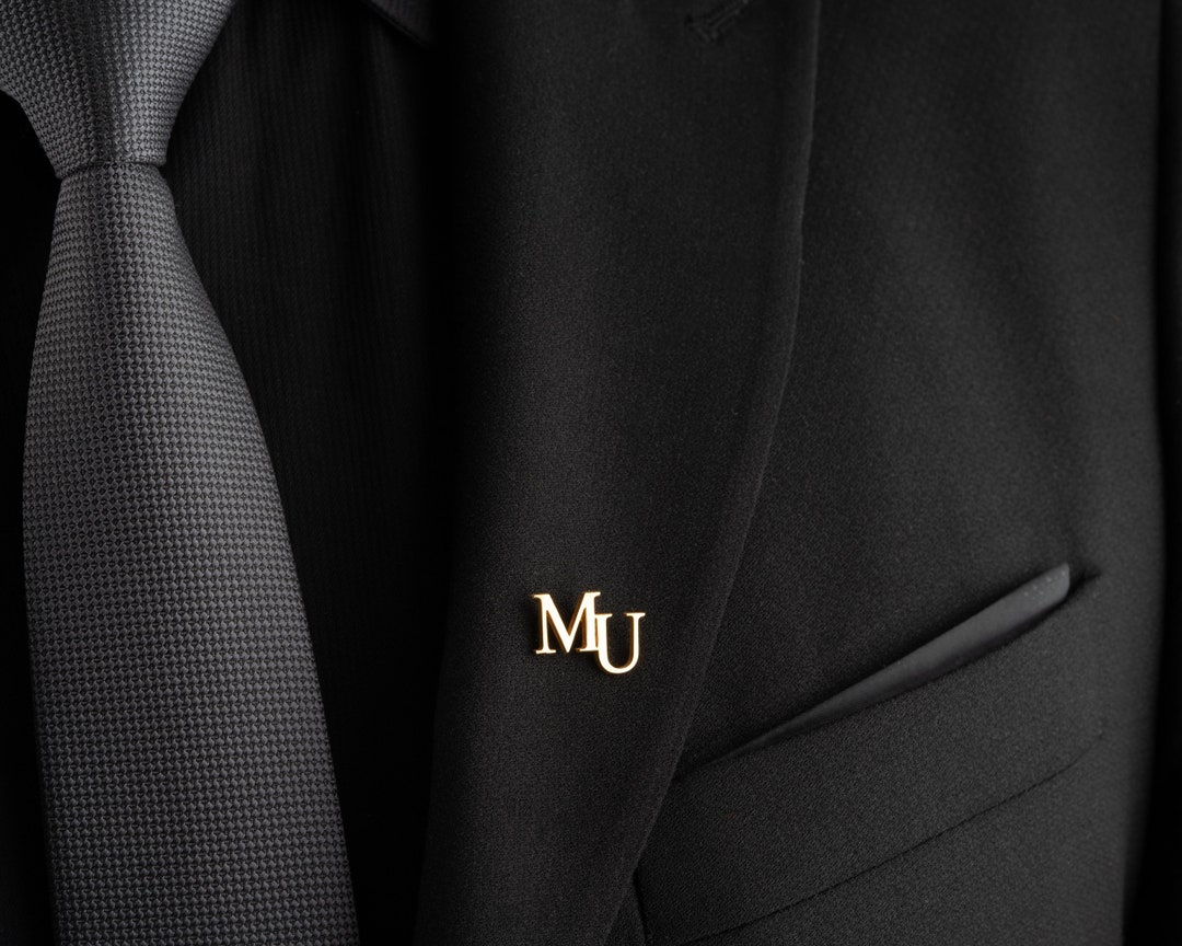 Personalized Initial Letter Lapel Pin, Groom & Bride Initials Pin