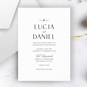 Minimalist Wedding Invitation, Contemporary Wedding Invitations, Printed Wedding Invitations, Simple Minimalist Wedding Invite, Lucia