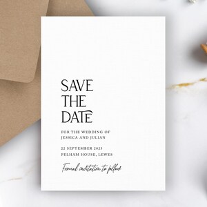 Chique CContemporary Save the Date-kaart, gedrukte Save the Date-kaart bruiloft, gedrukte Save the Date-kaart, gepersonaliseerde Save The Date-kaart, Jessica